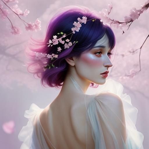 Extraterrestrial Cherry Blossoms in Vibrant Fantasy Art
