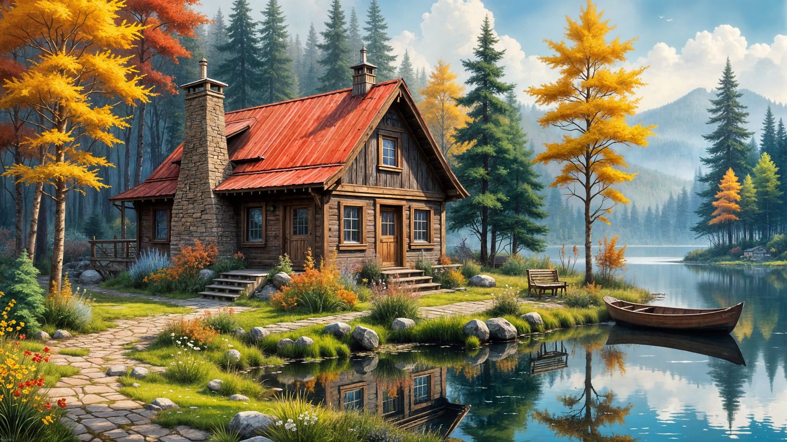 Minecraft Cabin Summer Scene as Impasto Oil Painting