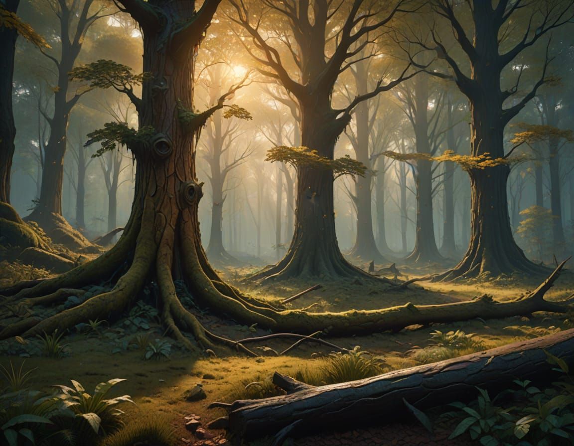 Enchanted Forest Clearing in Golden Light