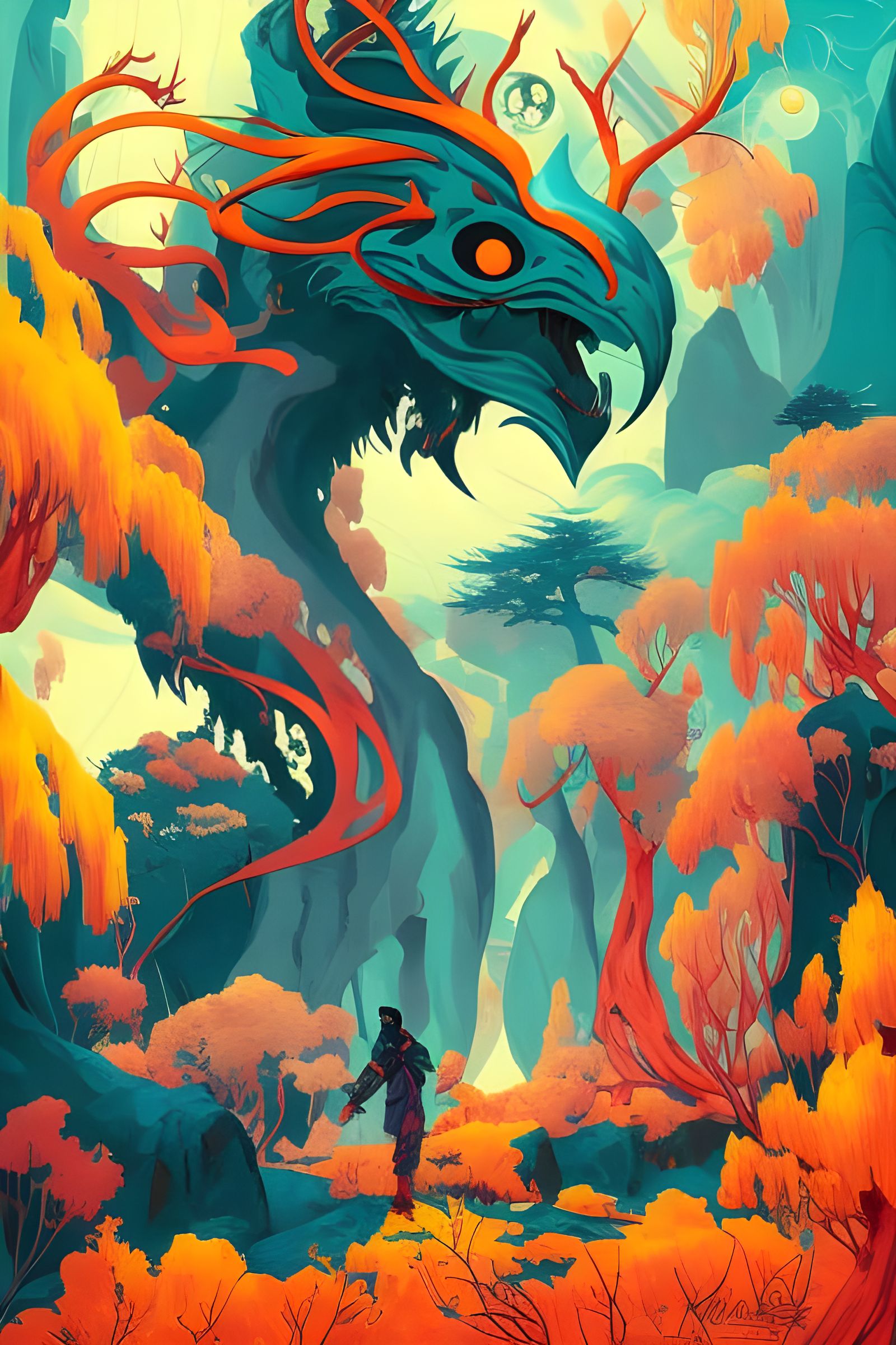 Forest Spirits in Space: A Digital Illustration