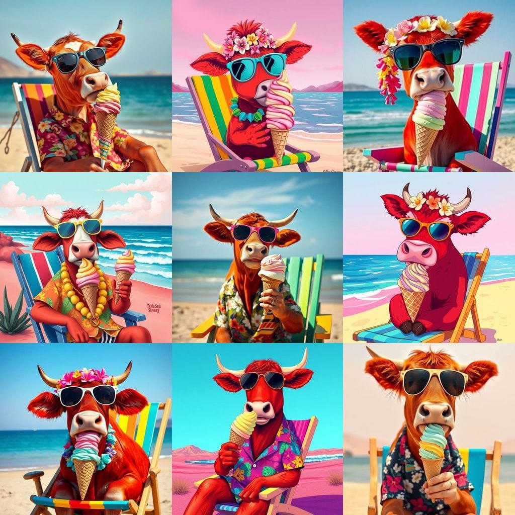 Red Cow Enjoys Ice Cream in Sinai Desert