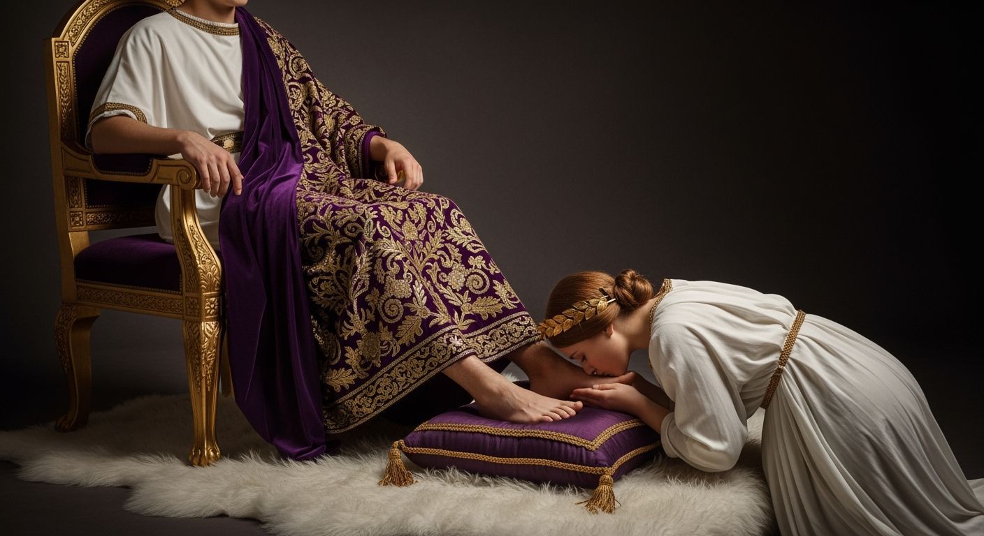 Regal Roman Emperor on His Opulent Throne