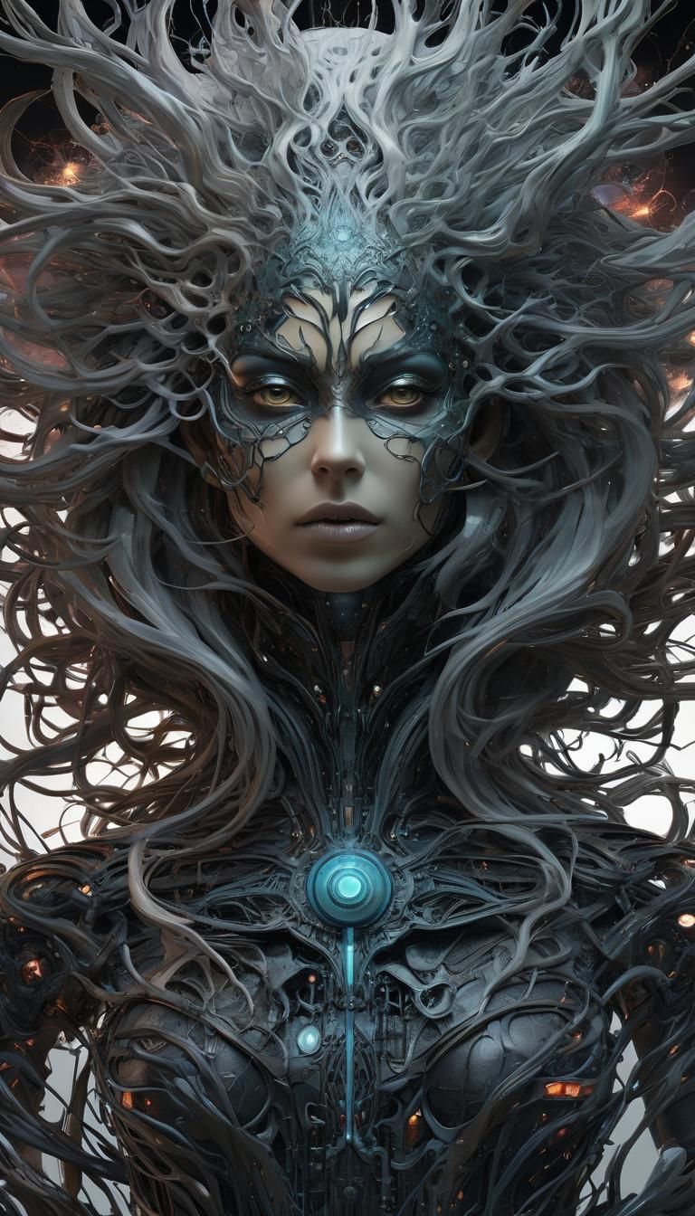 Cyberpunk Black Hole God in Triadic Colors