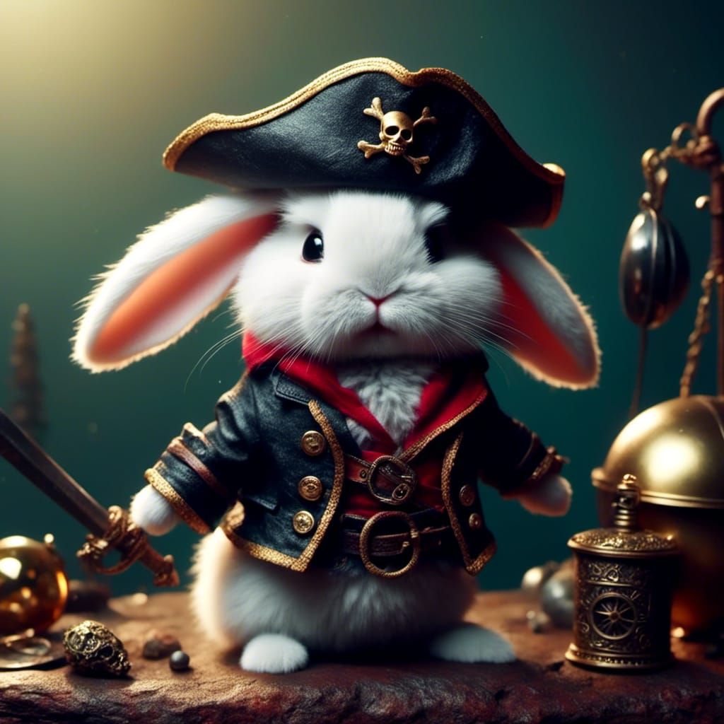 Pirate Rabbit on Treasure Island: Cute and Cozy