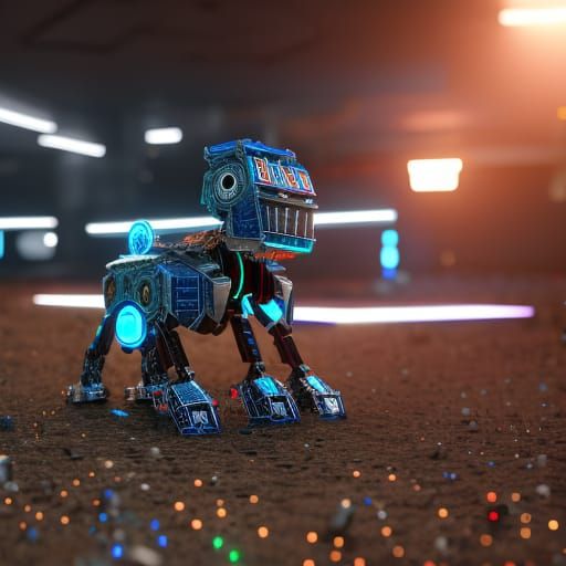 Futuristic Robodog in Impressionist Mosaic Style
