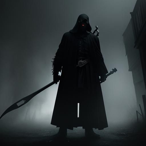 Grim Reaper in Dark Alleyway, Cinematic Still