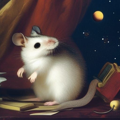 Giant Jupiterian Mouse Reading Marx in Space