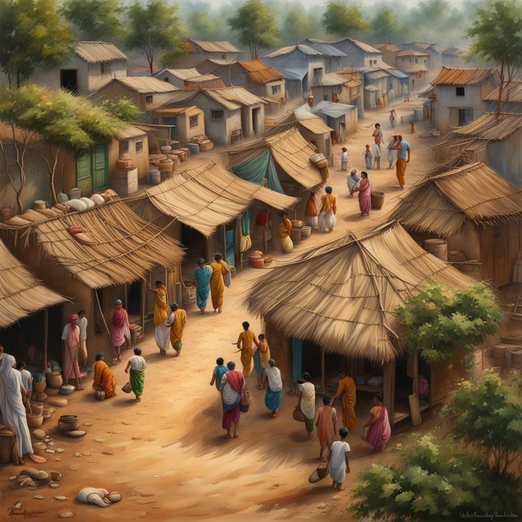 Hyperrealistic Village Scene in India