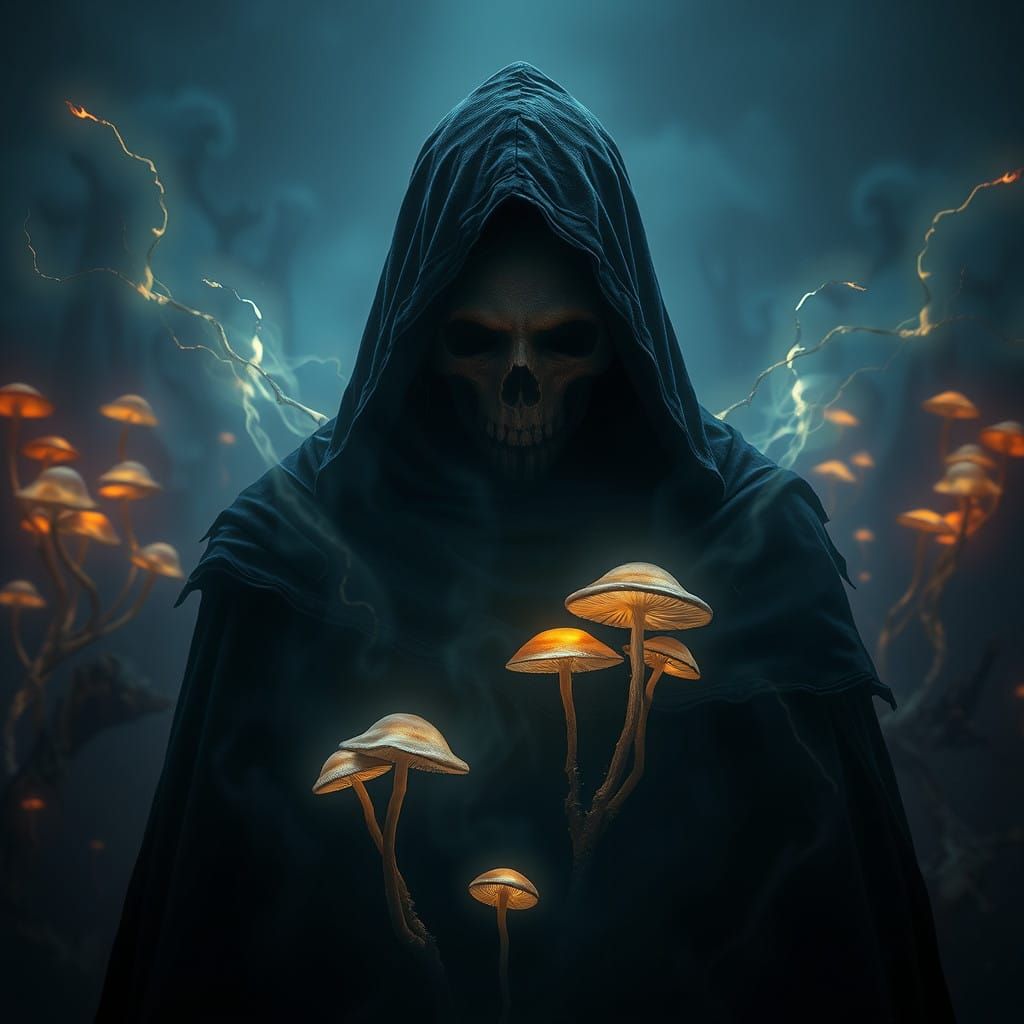 Death's Dark Majesty in a Hauntingly Beautiful Scene