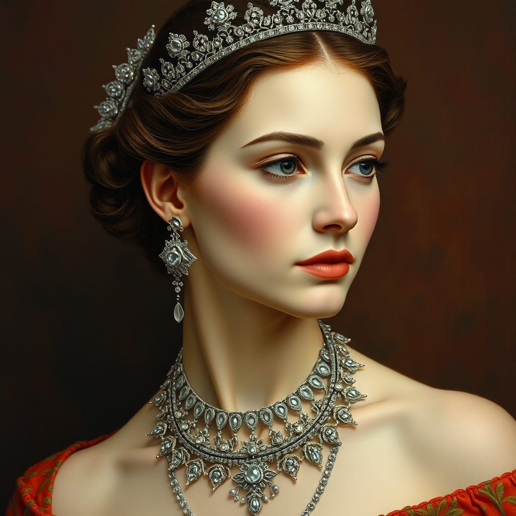 Regal Woman in Silverpoint Renaissance Style