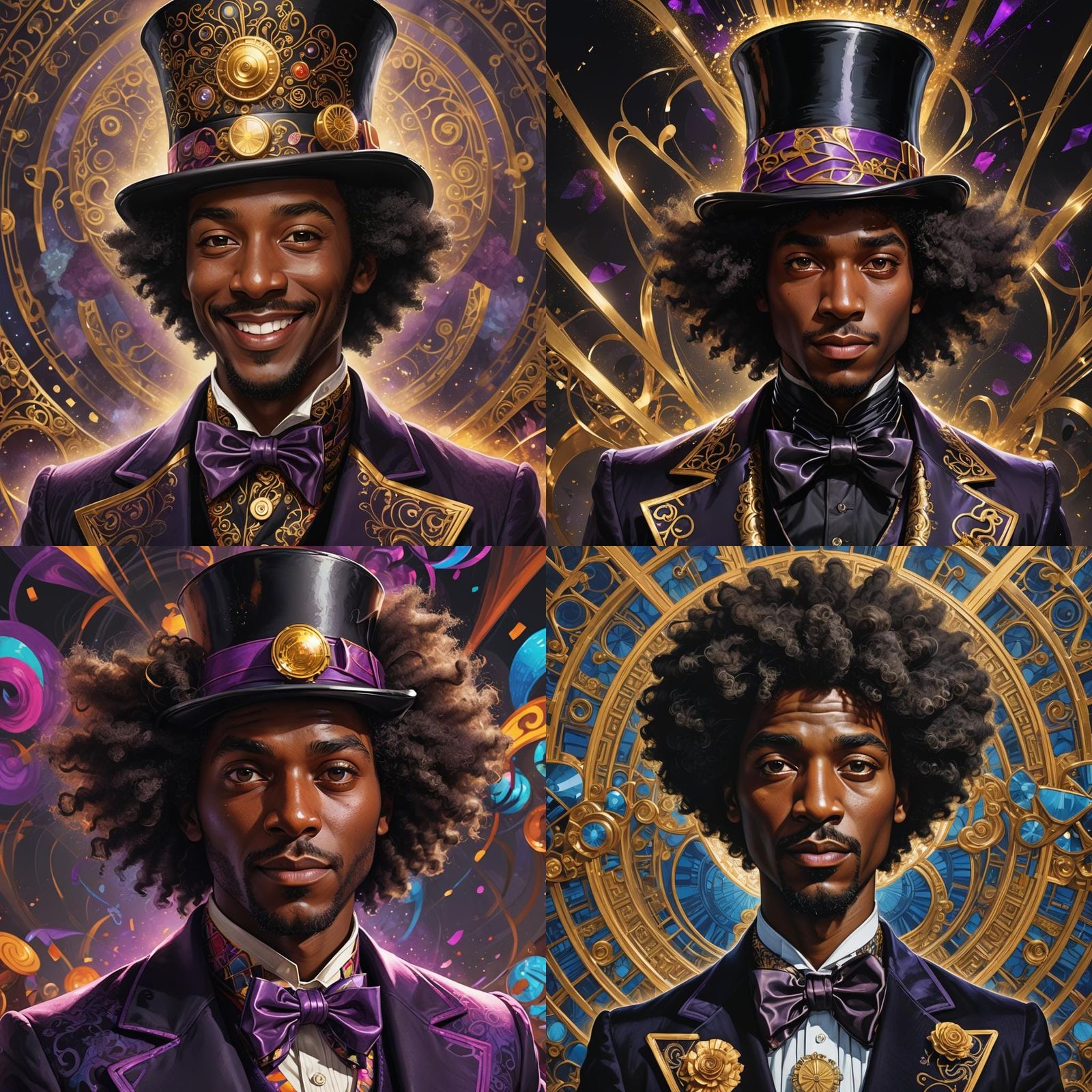 Black Man as Chaos God in Willy Wonka Style