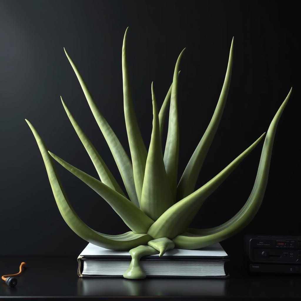 Aloe Vera Plant in Surreal 3D, Sinister Style
