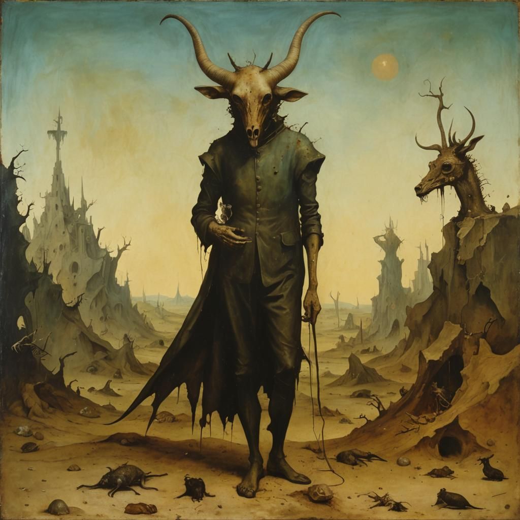 Antelope-Headed Man in Surrealist Style
