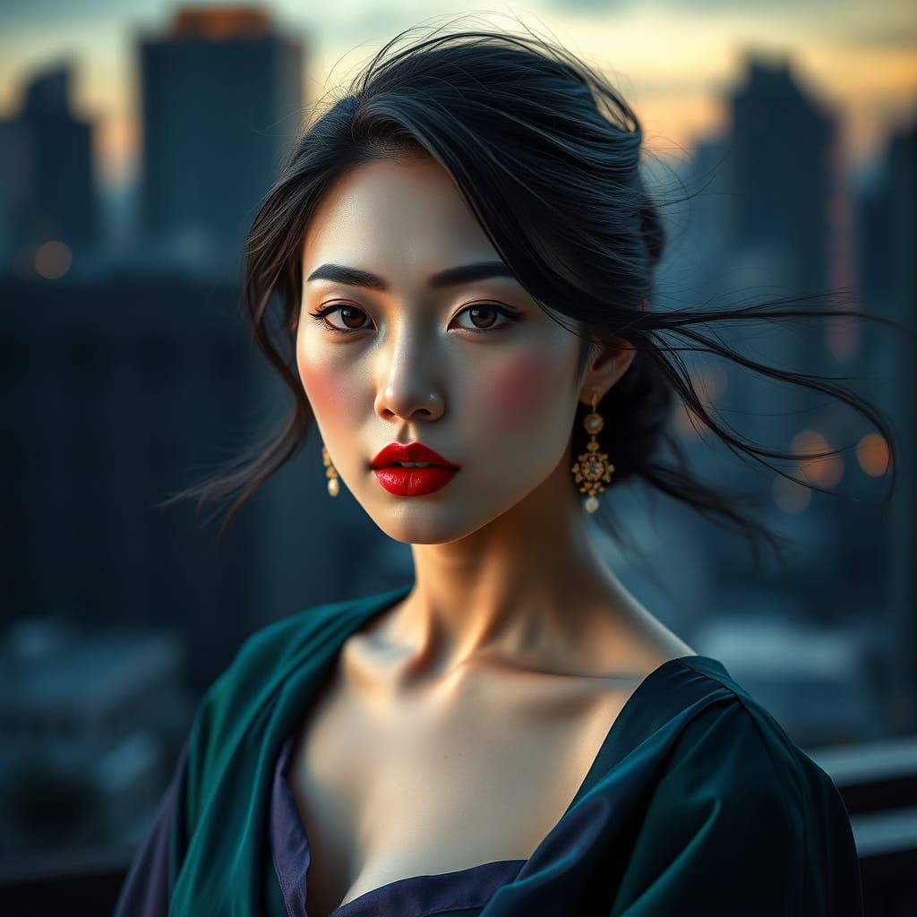 Luxurious City Goddess in Crimson