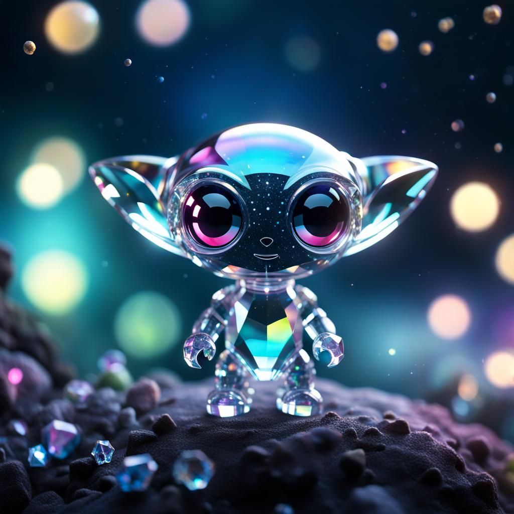 Crystal Alien Sculpture in Space: Photorealistic Render