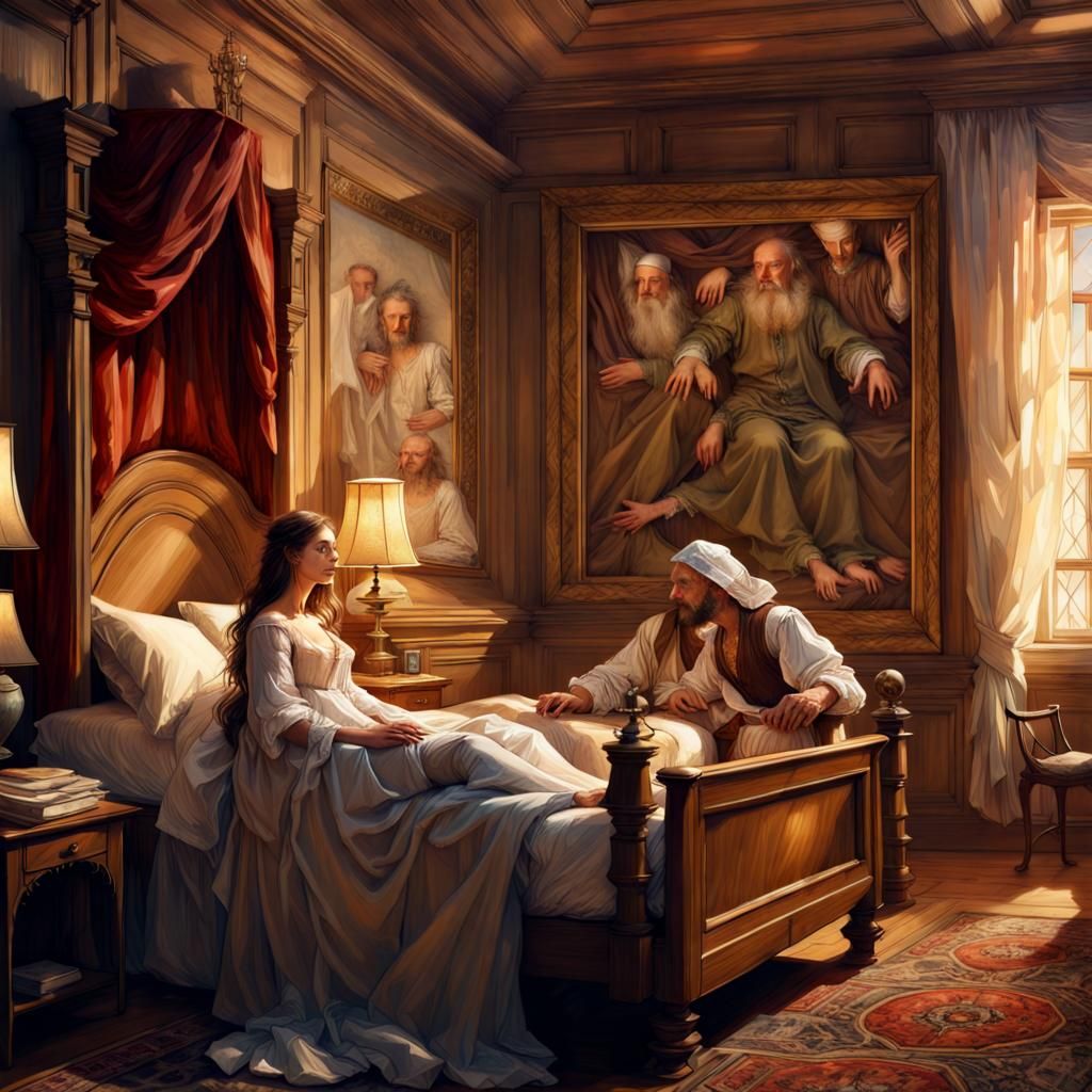 Renaissance Bedroom Scene in Da Vinci Style