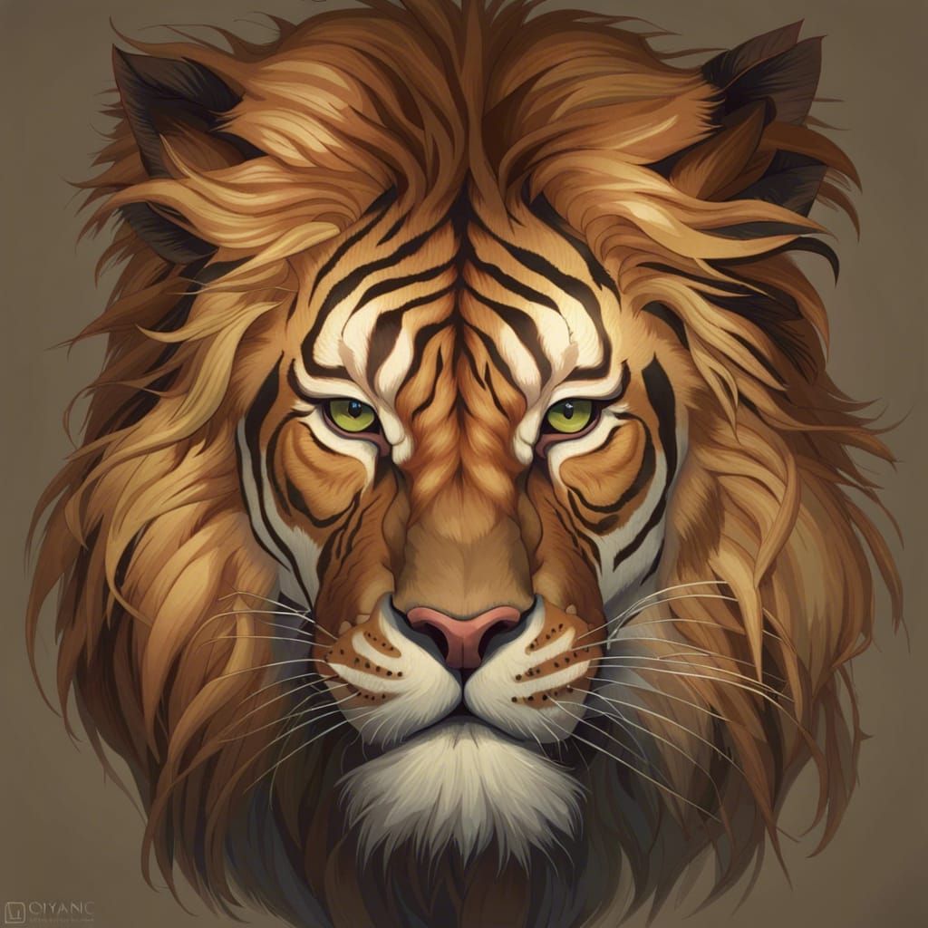 Majestic Liger Portrait in Hyperdetailed Style