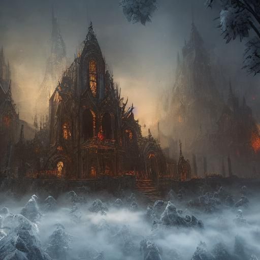 Detailed Matte Painting of a Black Christmas Scene