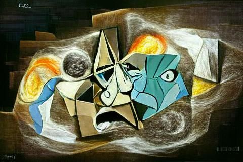 Collapsing Star in Cubist Style