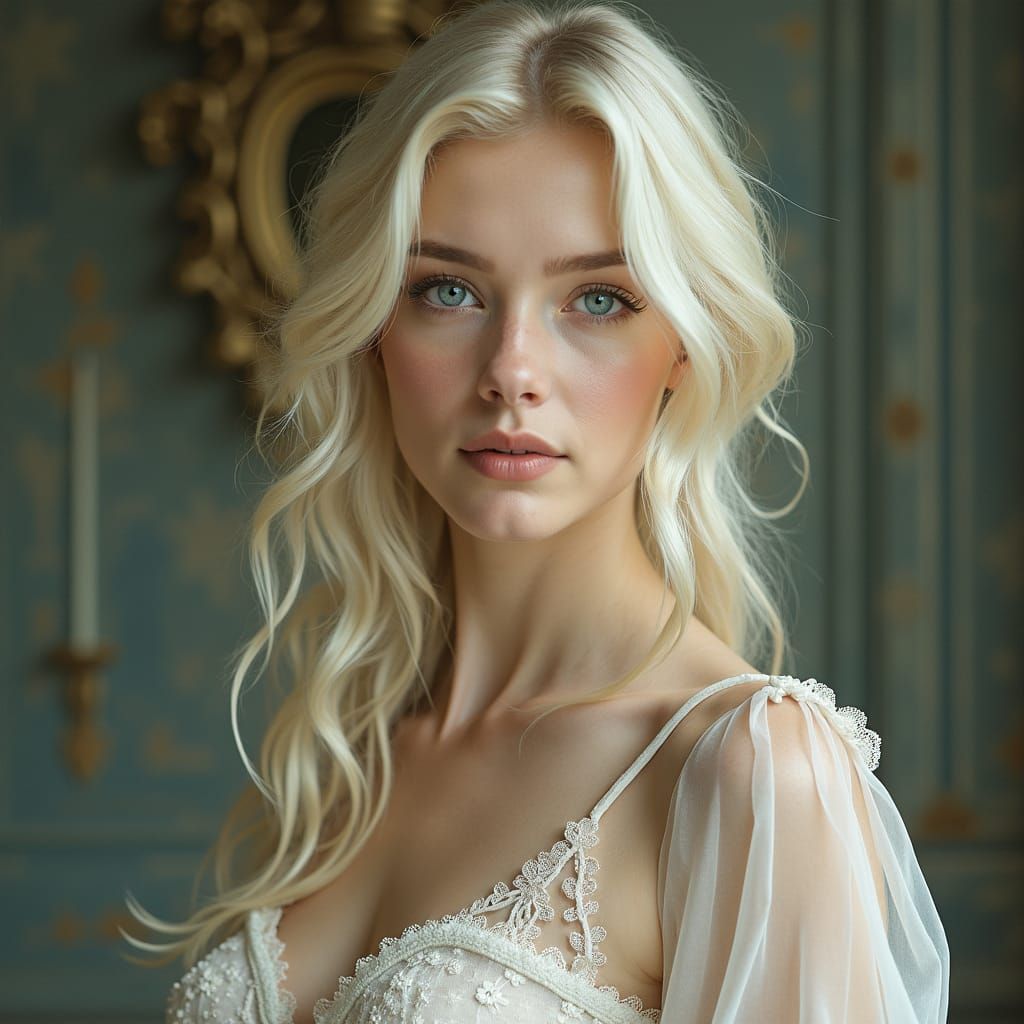Ethereal Beauty in a Dreamlike Pre-Raphaelite Portrait