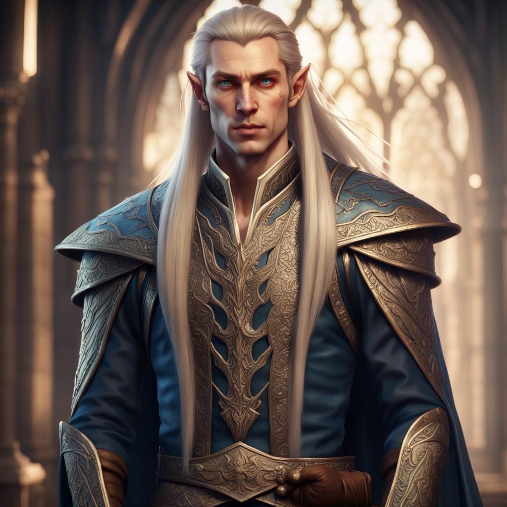 High Elf Prince Portrait in Detailed Matte Painting