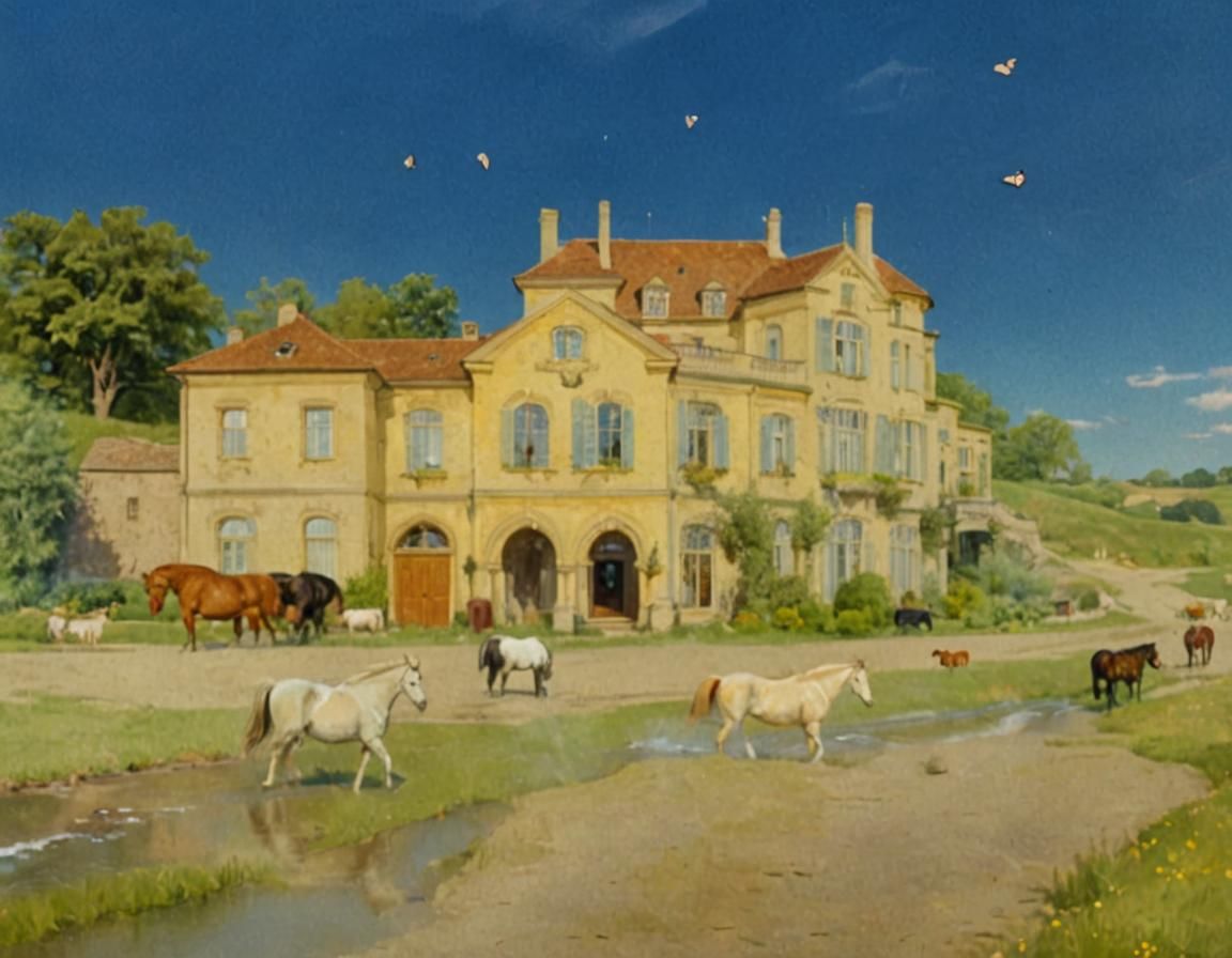 Idyllic Manor Estate in Serene Golden Hour