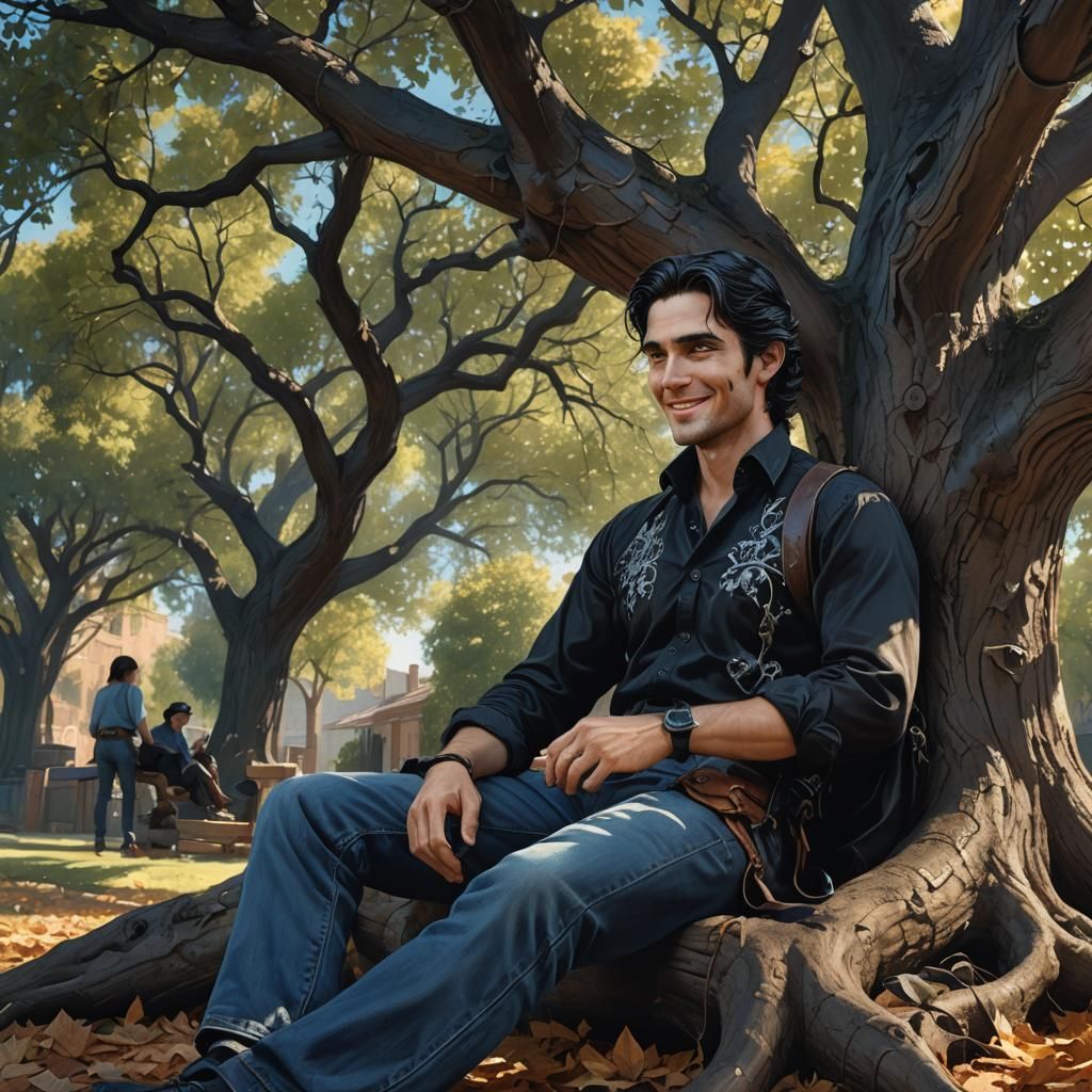 Enchanting Fantasy Portrait of Man Under Tree