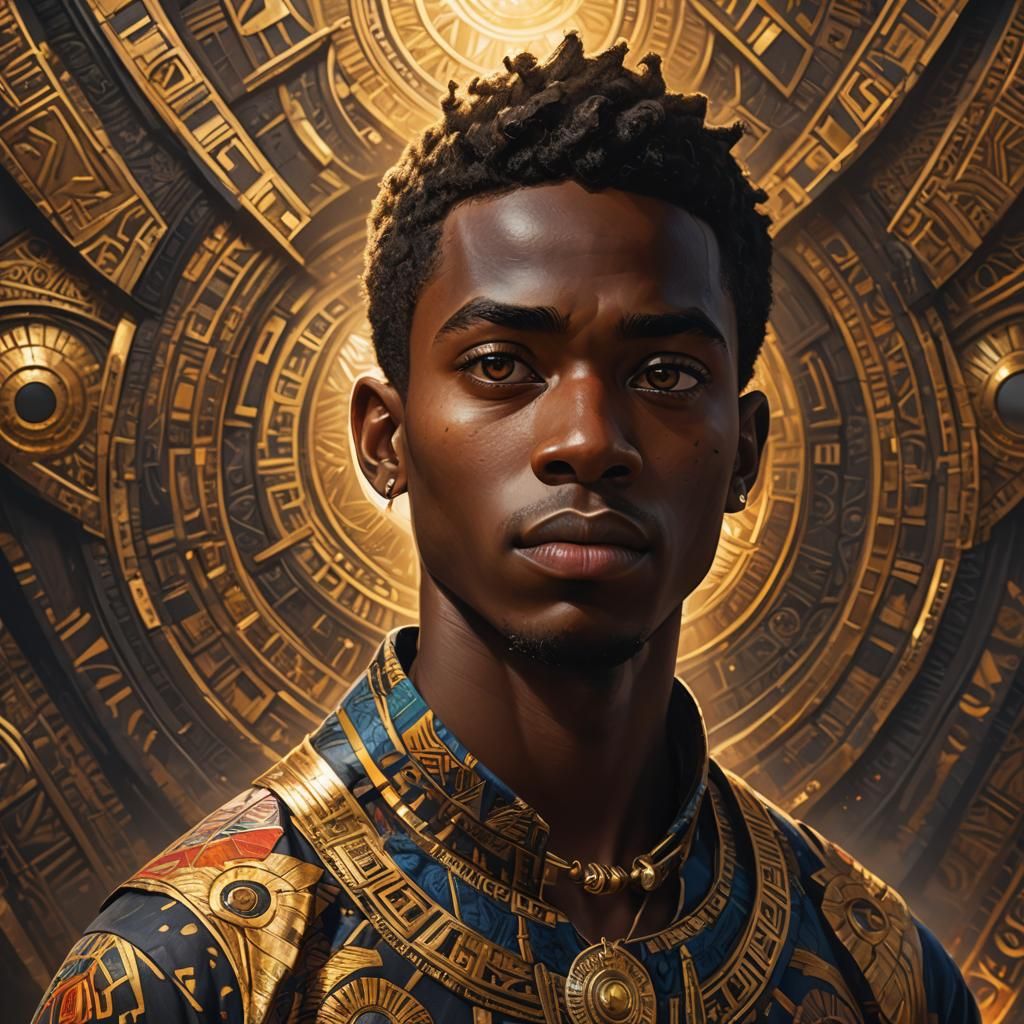 Expressive Portrait of Boy with Golden Backlight