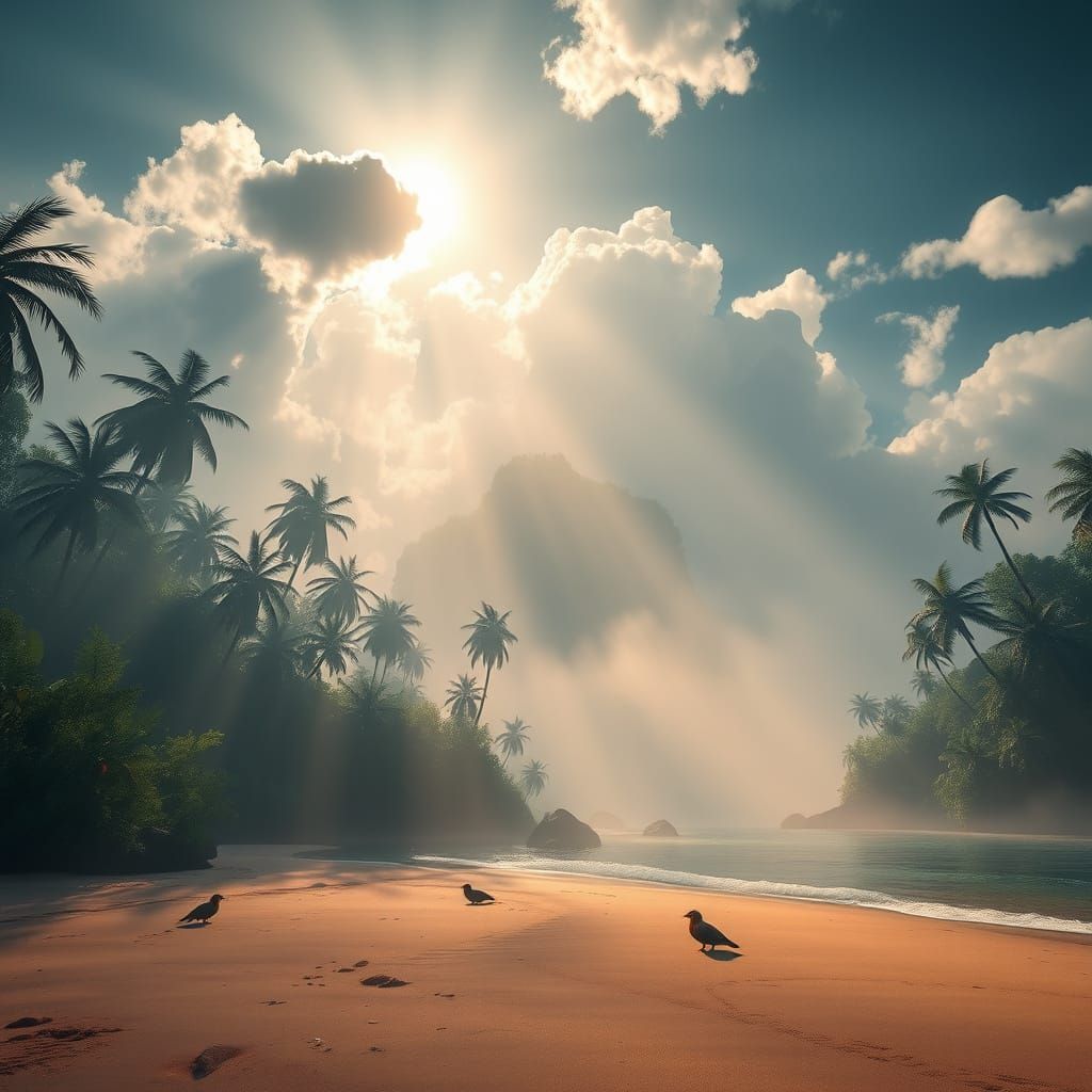 Island Paradise in Vibrant Hyperrealistic HDR