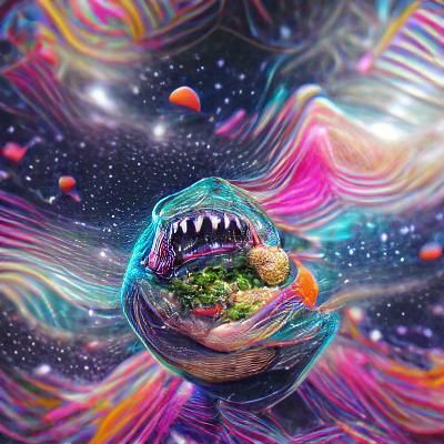 Cosmic Planet Chomp: A Visionary Illustration
