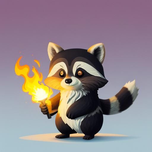 Statue of Liberty as Raccoon in Cute Comic Art
