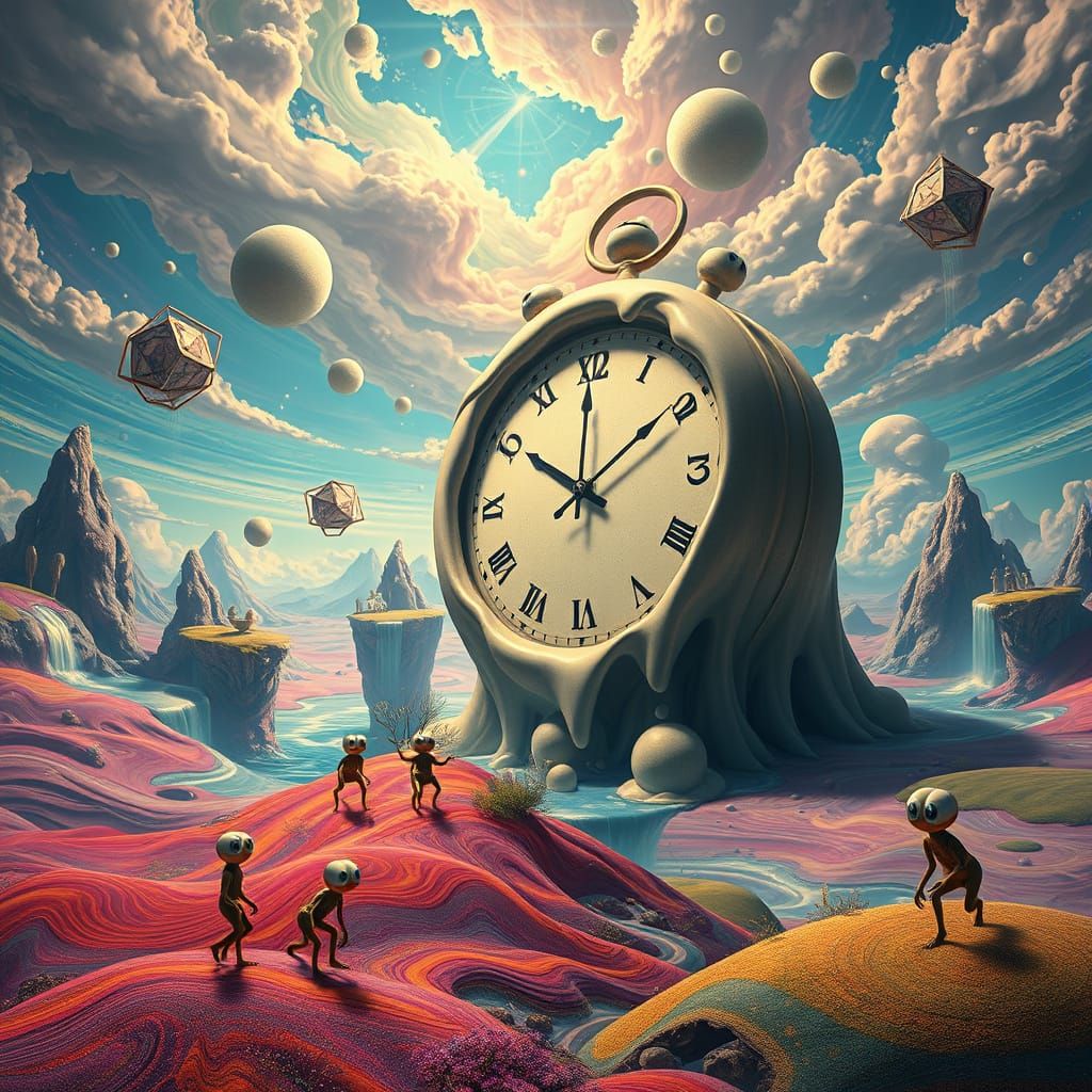 Surreal Dreamscape in Vibrant Colors and Whimsical Creatures