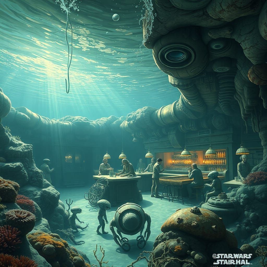 Underwater Mos Eisley Cantina in Vibrant Style