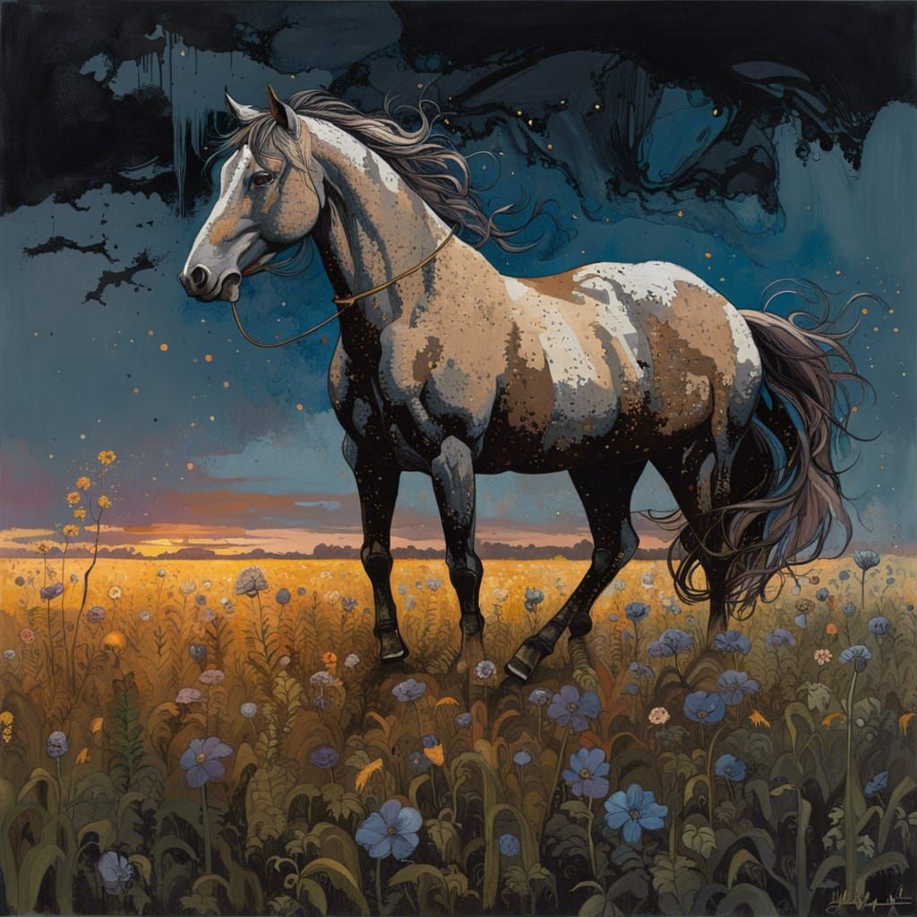 Centaur in Field at Dusk: Graffiti Art