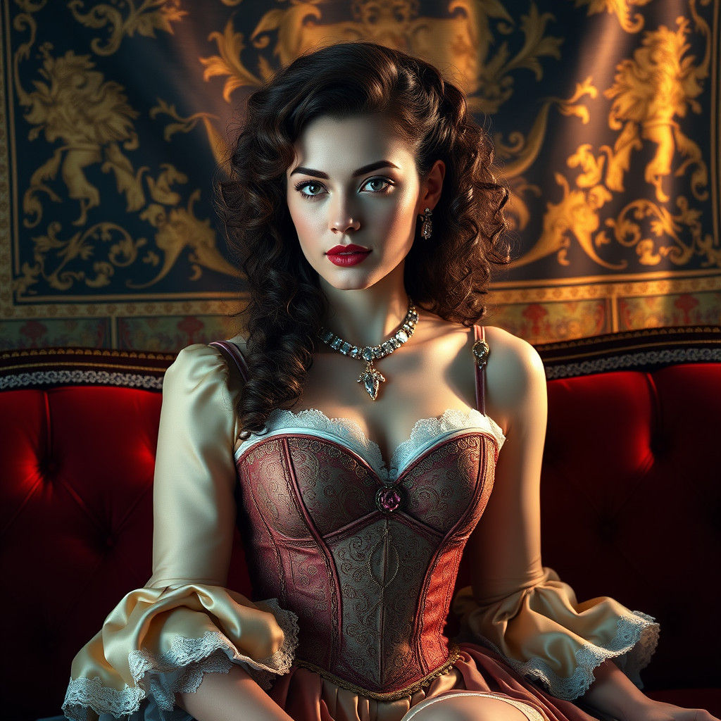 Flemish Beauty in Opulent Attire, Old Master Style