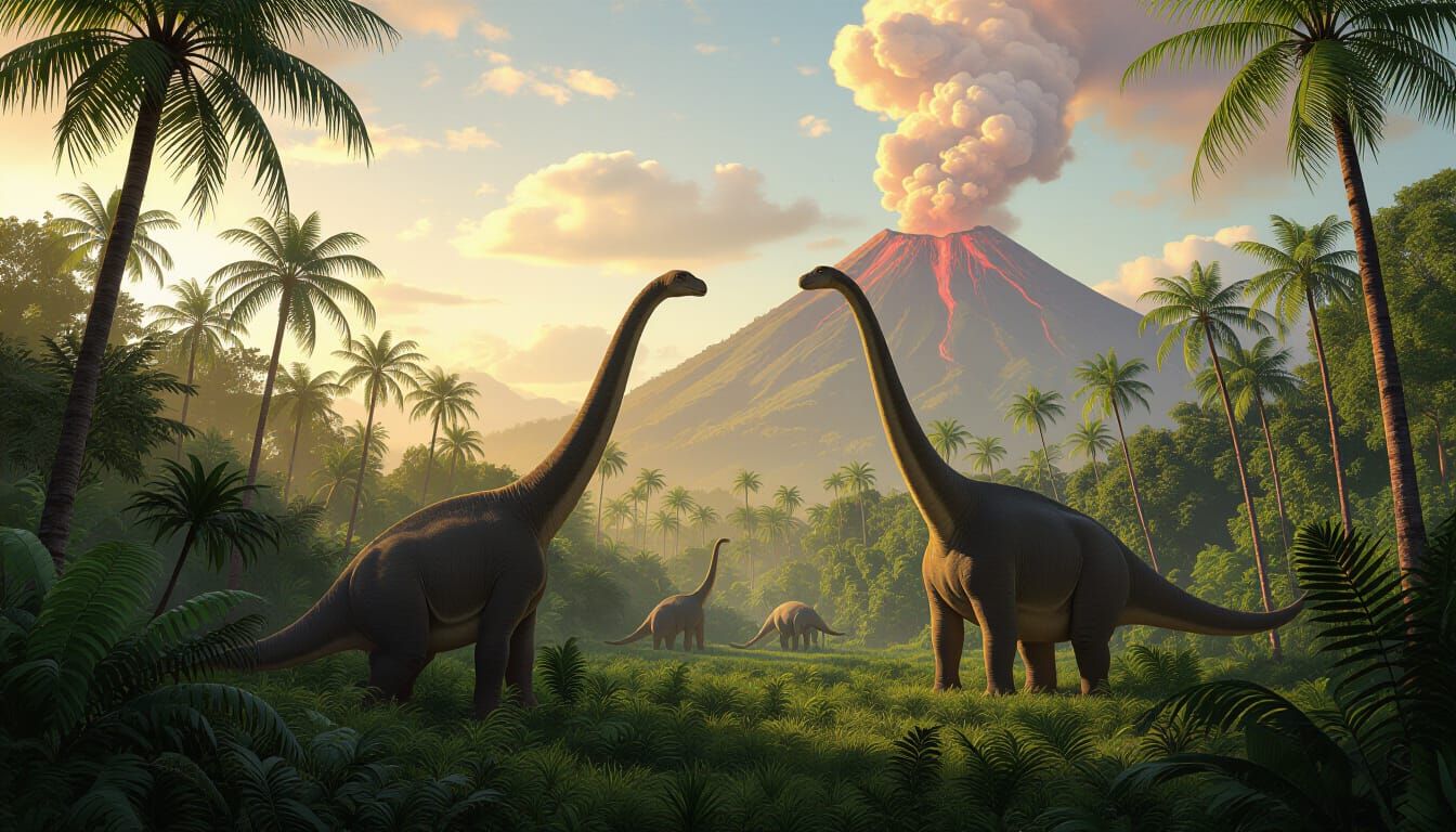 Jurassic Brachiosaurus in Lush Prehistoric Jungle