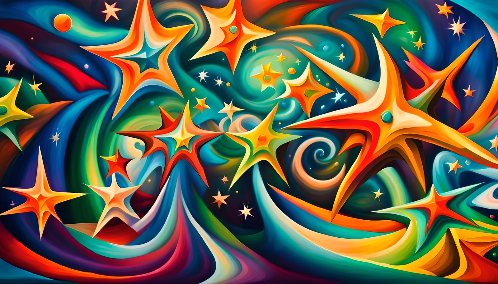 Swirling Newborn Stars in Iridescent Plasma Maelstrom