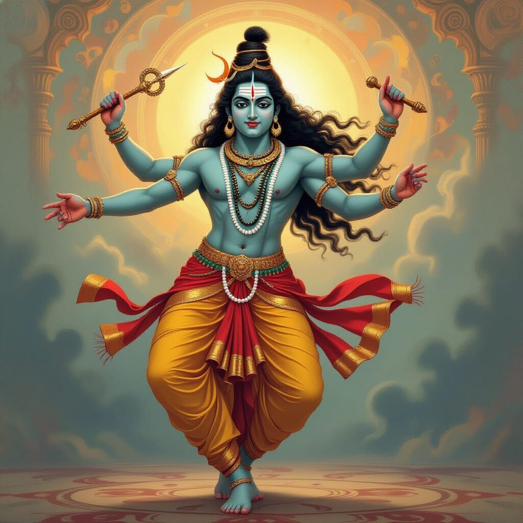 Shiva's Dynamic Tandavam Dance: Classical Indian Art