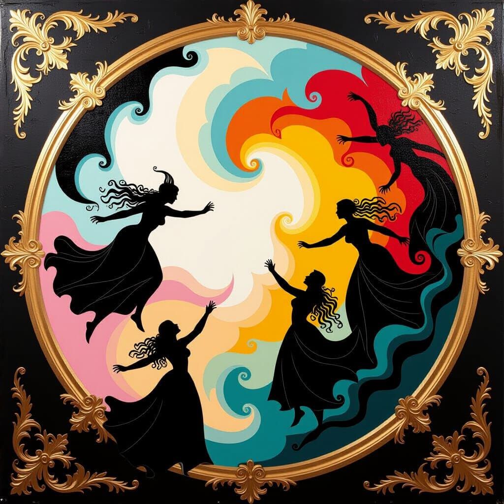 Ominous Action Painting in Rococo Art Style