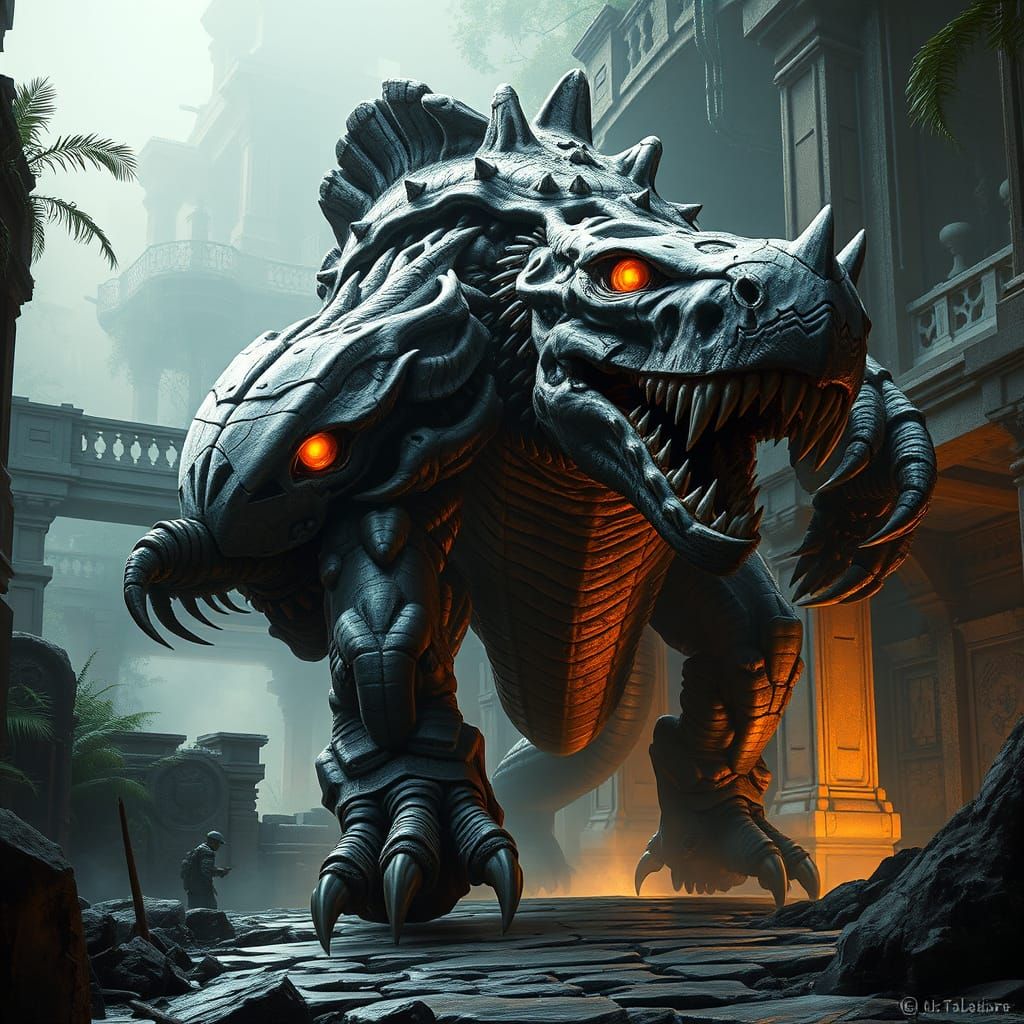 Titanic Predator Emerges from Jungle Mist, a Walking War Rel...