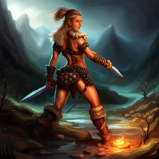 Fantasy Bugbear Barbarian Portrait in HDR