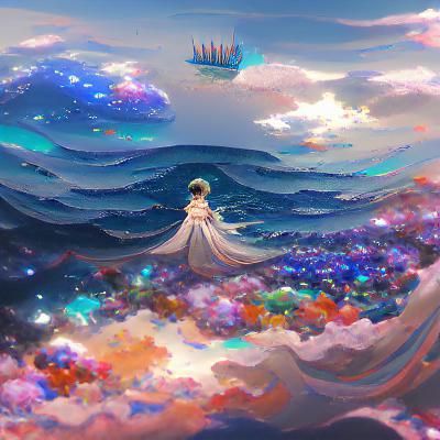 Dreamlike Ocean Scene with Shimmering Light