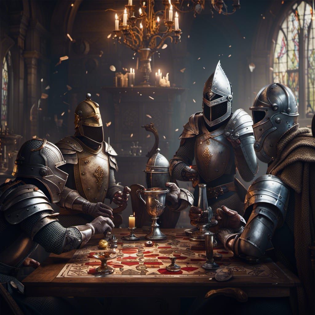 Knights' Game Night: A Fantastical Matte Painting