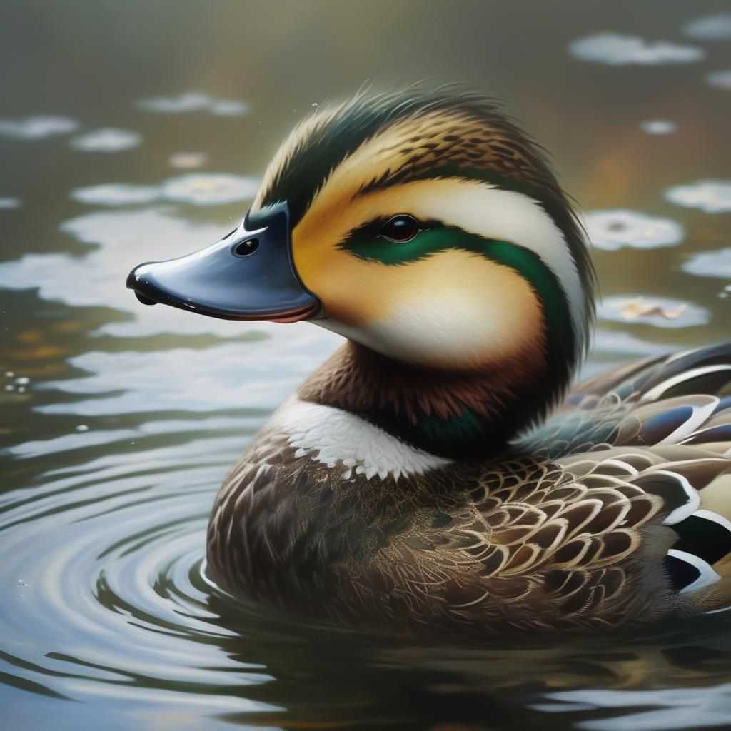 Ethereal Duck Portrait in Kinkade Style