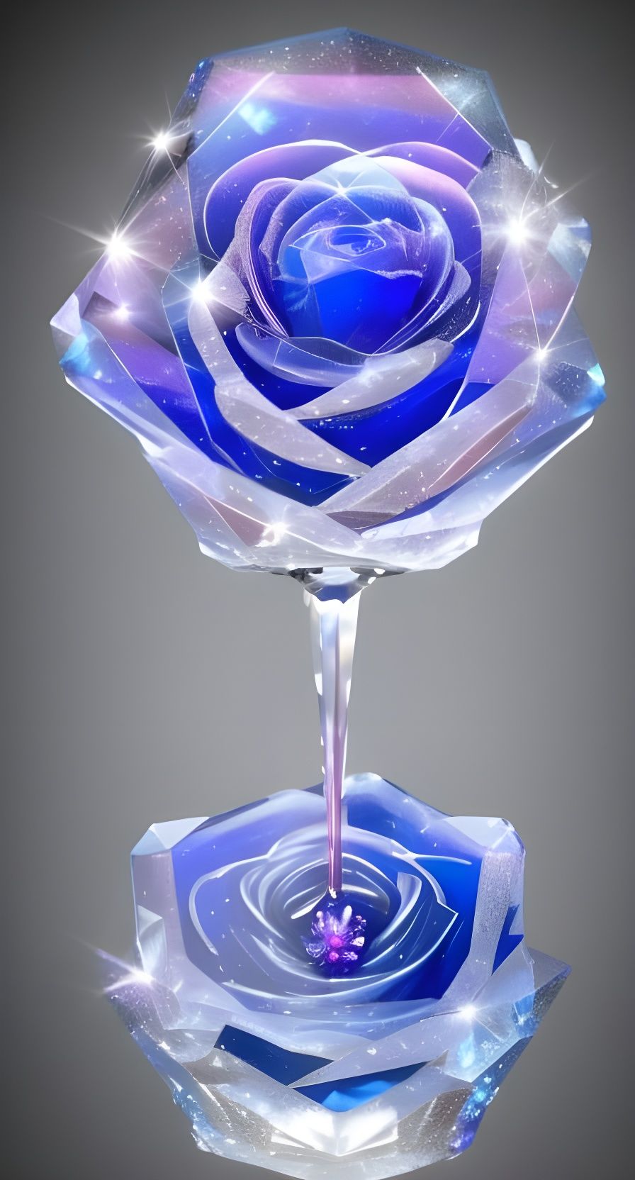 Blue Sapphire Crystal Rose Sci-Fi Concept Art