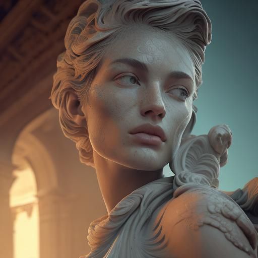 Symmetrical perfectly proportioned face of a beautiful Statu...