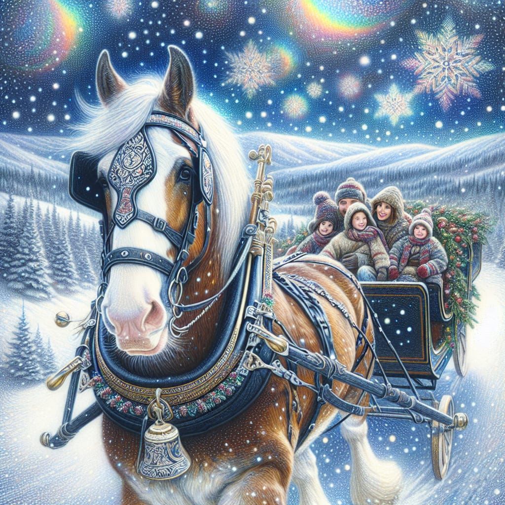 Magical Winter Sleigh Ride in Pastel Style