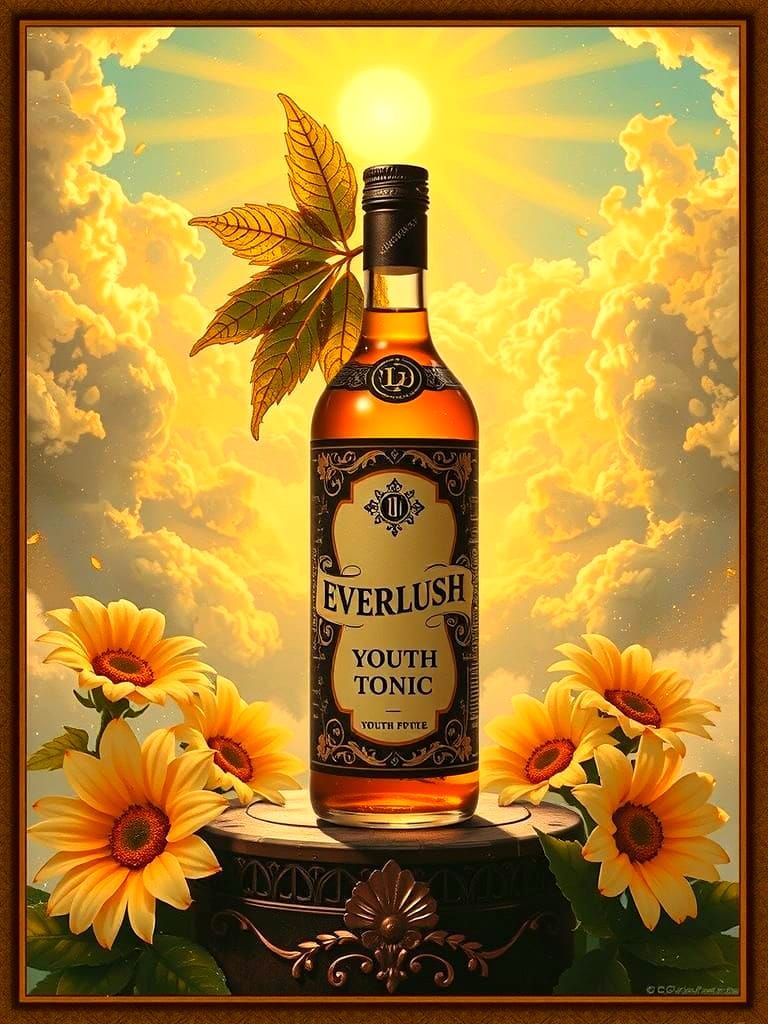 Vintage Art Nouveau EVERLUSH Tonic Packaging