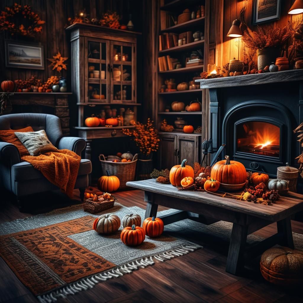 Cozy Autumn Home in Hyperrealistic Style