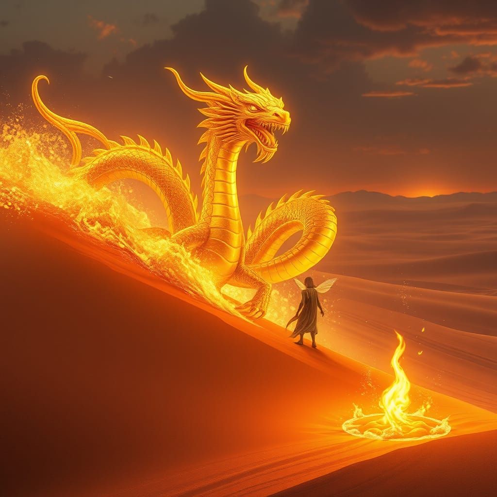 Golden Sand Dragon Speed Surfs Desert Dunes in a Mesmerizing...